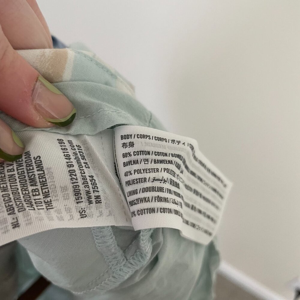 Abercrombie & Fitch Blue Abstract Babydoll A-Line Mini Dress Size Medium - Picture 4 of 6